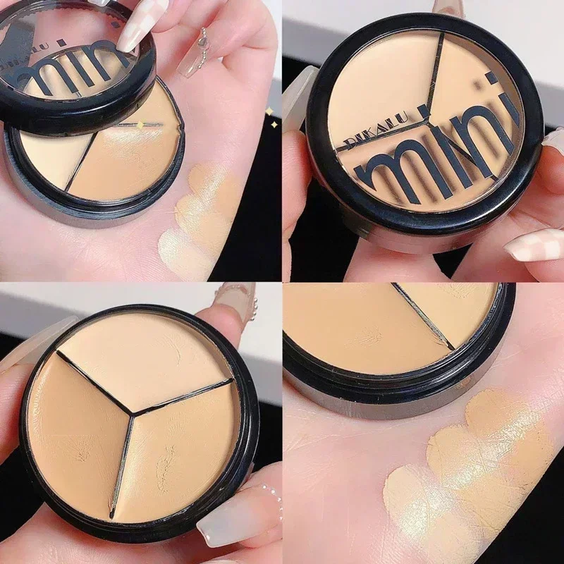 Face Concealer Palette 6.5g Natural 3-Color Cover Dark Circles Acne Pores Creamy Texture Concealer Face Brightening Liquid Foundation