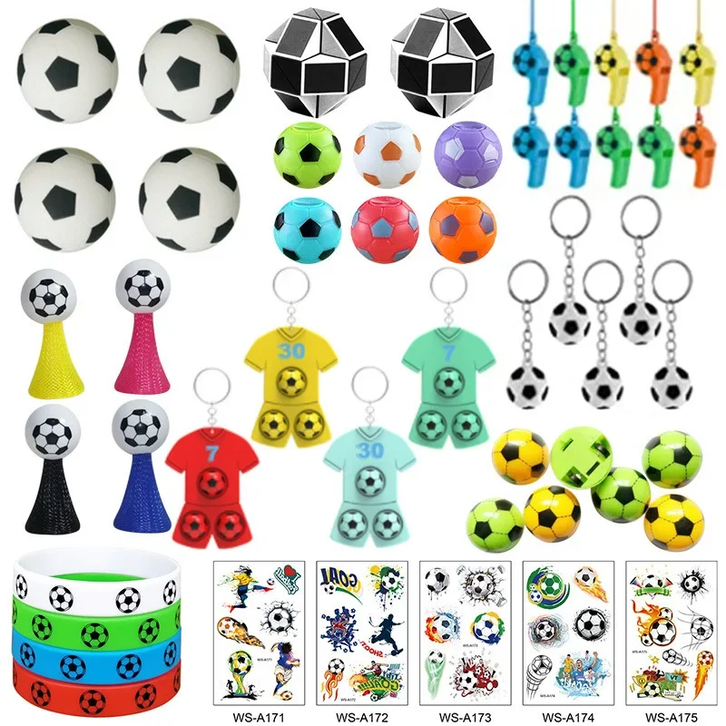51PCS Soccer Party Football Toy DIY Bracelet Sticker Labyrinth Whistle Key Football Top Buckle Cheer Set Accessorie