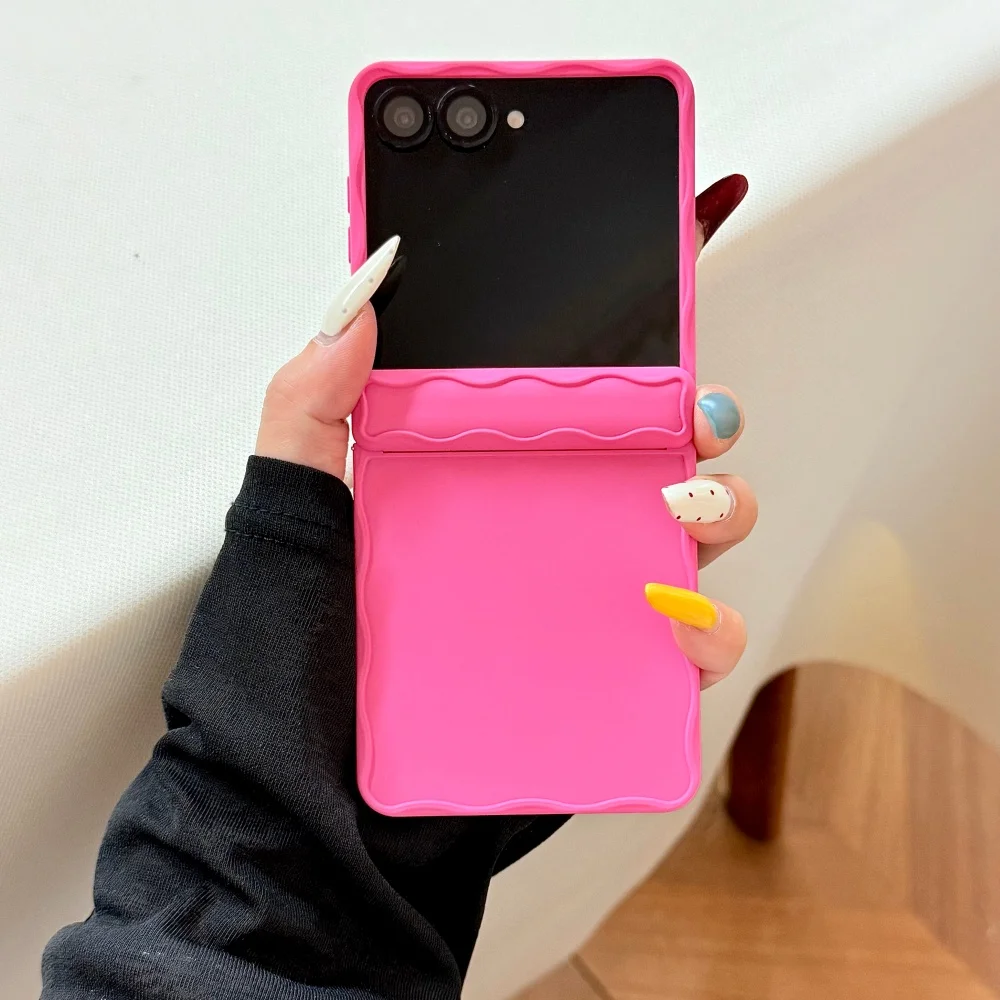 Candy Solid Color Curly Shockproof Ultra Slim Case for Samsung Galaxy Z Flip Series