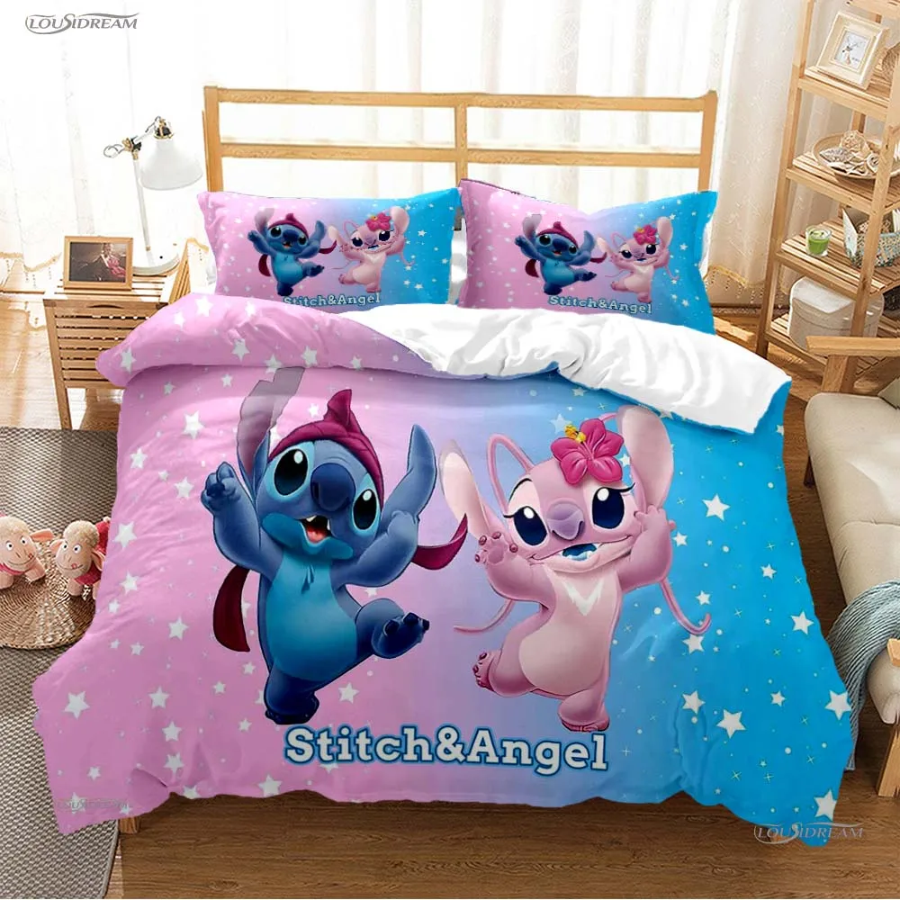 Disney Stitch Cartoon Cut All Season Duvet Cover Comforter Bedding Set Soft Quilt Cover and Pillowcases Single/Double/Queen/King