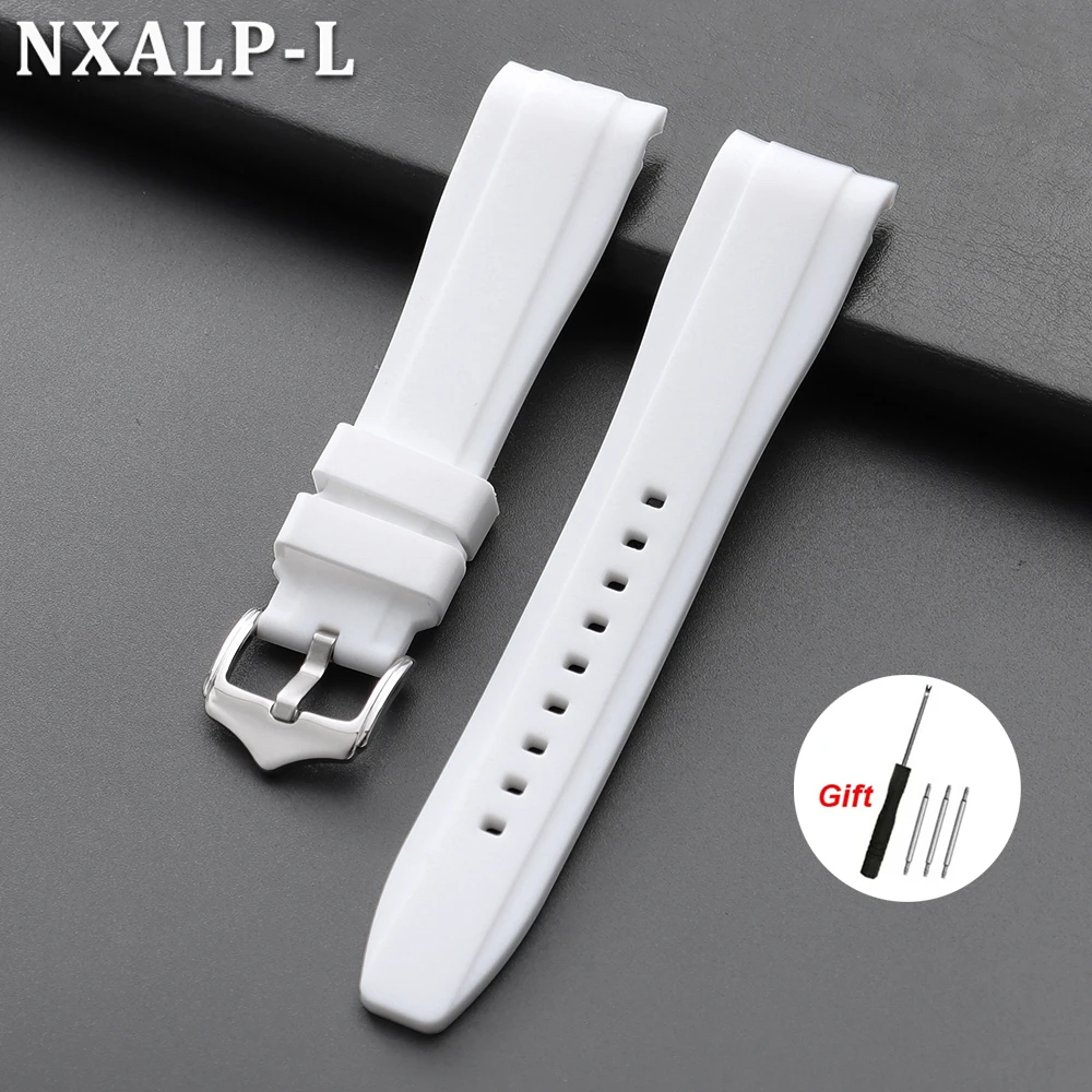 Enhanced Rubber Strap Silicone Watch Band - Waterproof Sport Bracelet with Curved End Design