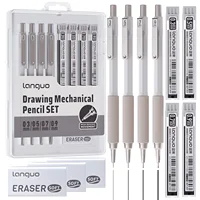Metal Mechanical Pencil Set with 80PCS Leads Refills Case For Sketching Manga Drafting Writing Professional Art Drawing Supplies 3