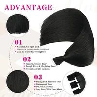 Bande dans les Extensions de cheveux Remy cheveux humains 20 pièces droite sans couture peau trame bande Extensions de cheveux naturel noir cheveux pour les femmes 2