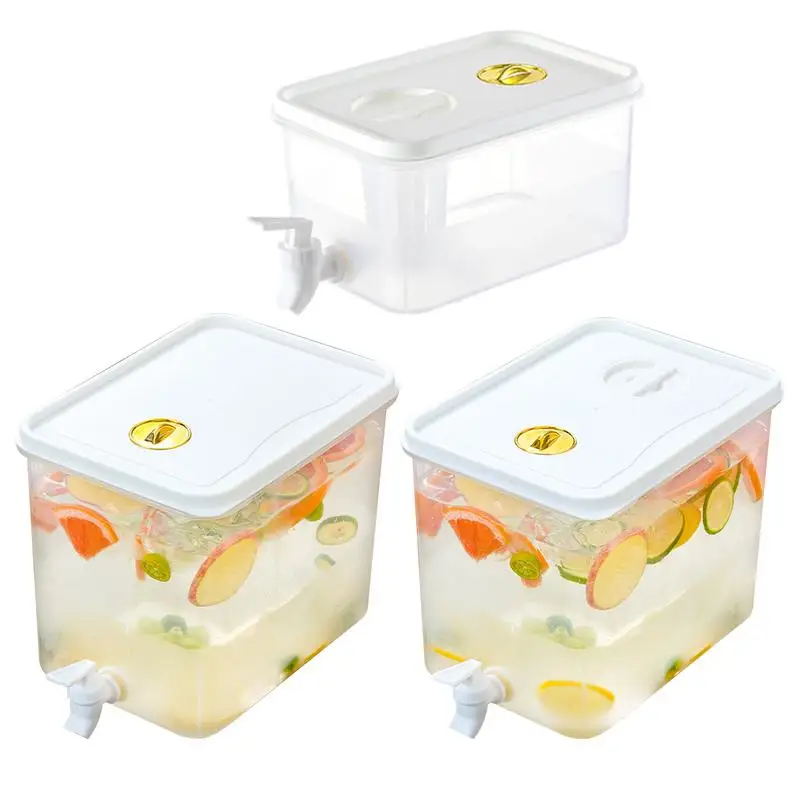 

Beverage Dispenser with Spigot Large Capacity Cold Water Pitcher with Faucet In Refrigerator Record Storage Date for Bar Party
