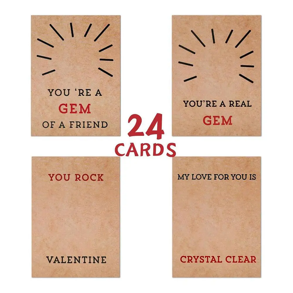 

Поздравительная открытка на день Святого Валентина, 24 упаковки, поздравительные открытки ручной работы с камнями в форме сердца, открытки ручной работы, подарок для мальчиков и девочек Pa A1z4