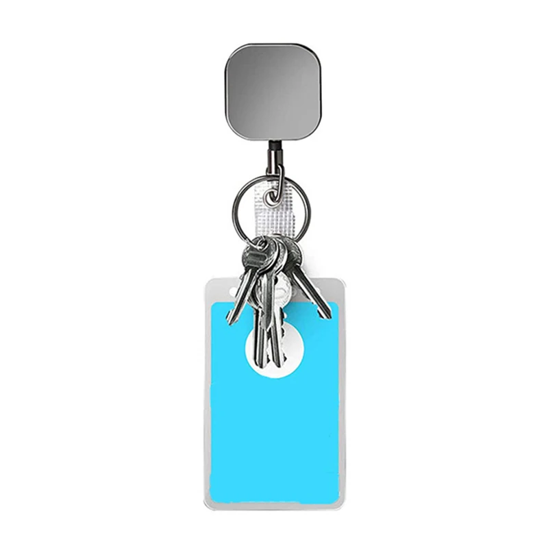 1PCS Metal Plating Gray-black Retractable Keychain ID Holder Key Chain Easy Pull Button Key Ring Hot Sale Accessories Wholesale
