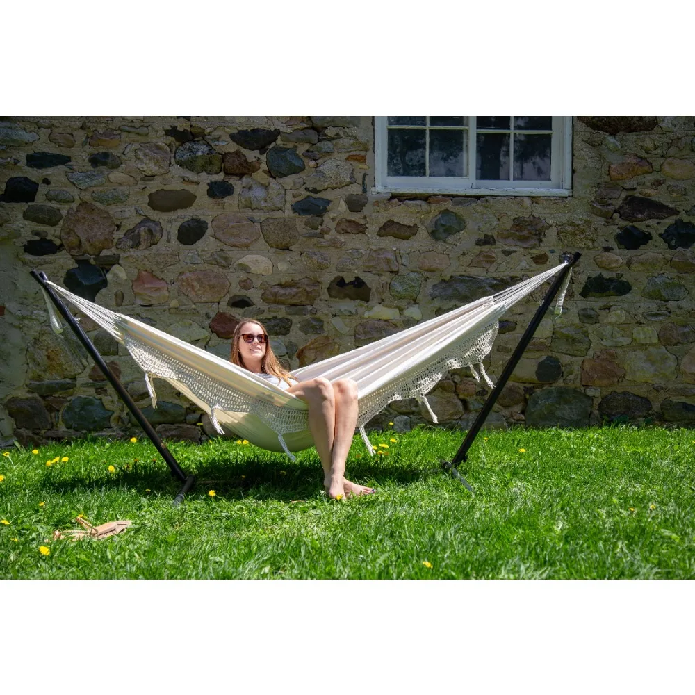 

Cycling Hammock Chair With Stand Double Deluxe Natural With Fringe Hammock Combo With 9ft Stand Hanging Chair Outdoor Furniture