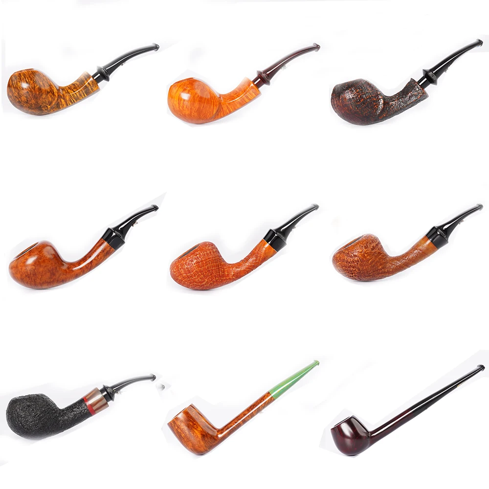 

MUXIANG handmade briar wood tobacco pipe, classic Blowfish pipe, vulcanized rubber pipe mouth Father's Day gift 3mm pipe channel