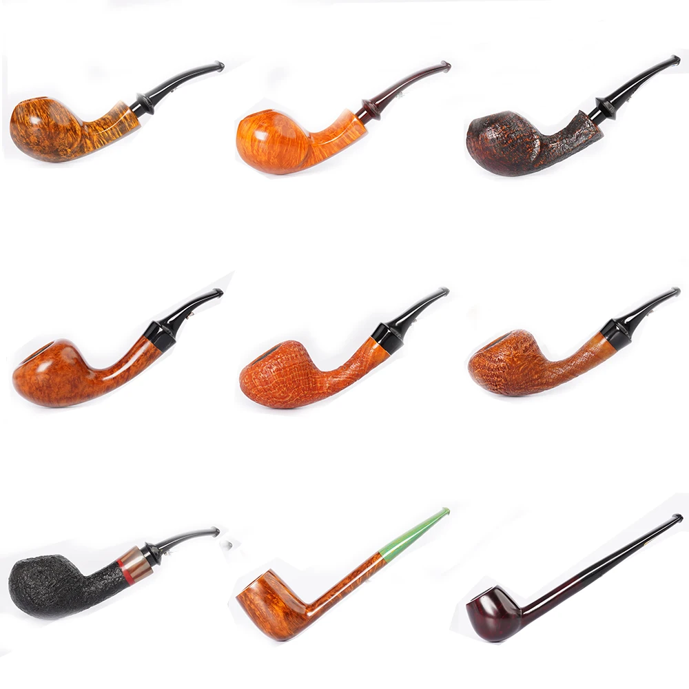 MUXIANG 수제 Briar 나무 담배 파이프, 클래식 Blowfish 파이프, 가황 고무 파이프 입 아버지의 날 선물 3mm 파이프 채널