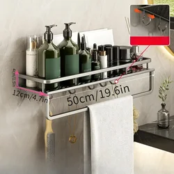 Aluminum Wall-Mounted Multifunctional Kitchen Spice Rack and Storage Solution (50cm gray hook rod)