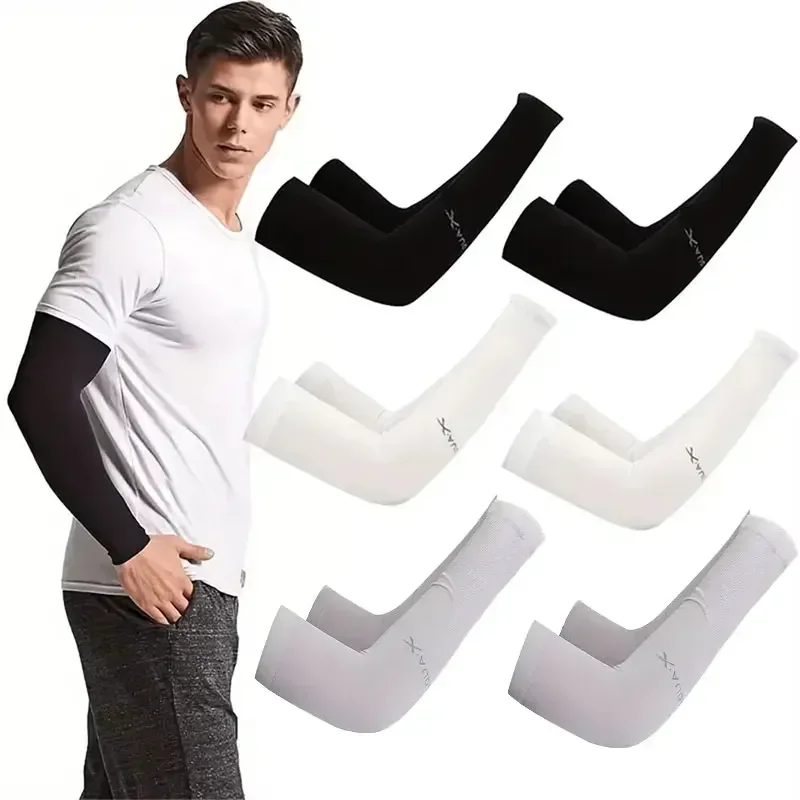 3Pairs Fashion Sun Ice Silk Sleeves Unisex Summer Sun Protection Arm Sleeves Suitable for Outdoor Riding Driving Fishing