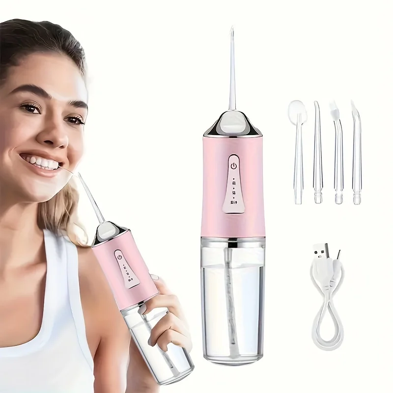Electric Oral flosser Portable Dental Water Jet Water Flosser 200ML 4 Nozzles