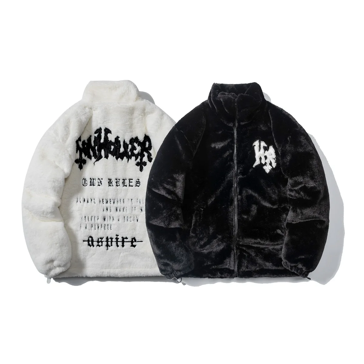 Manteau chaud brodé lettre Smile pour homme