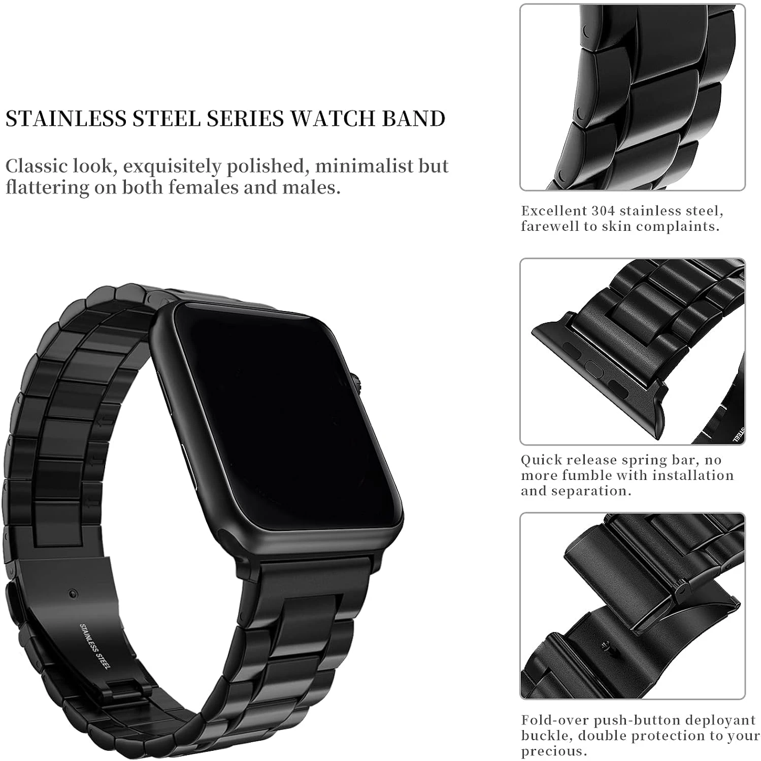 Elegant Stainless Steel Watch Strap - Premium Metal Belt