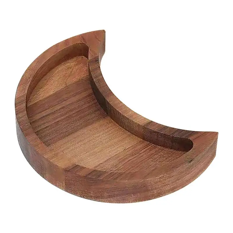 Eid Mubarak Moon Shape Wooden Tray Tableware Dessert Dish Jewelry Plate Crystal Display Holder Ramadan Party Supplies 4