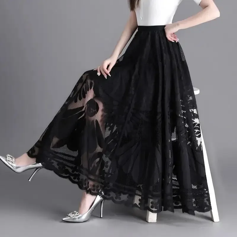 

Women's Half Skirt Spring/Summer Retro Street Mid Length Thin Gauze Half Skirt High Waist Korean Fashion Harajuku Dress