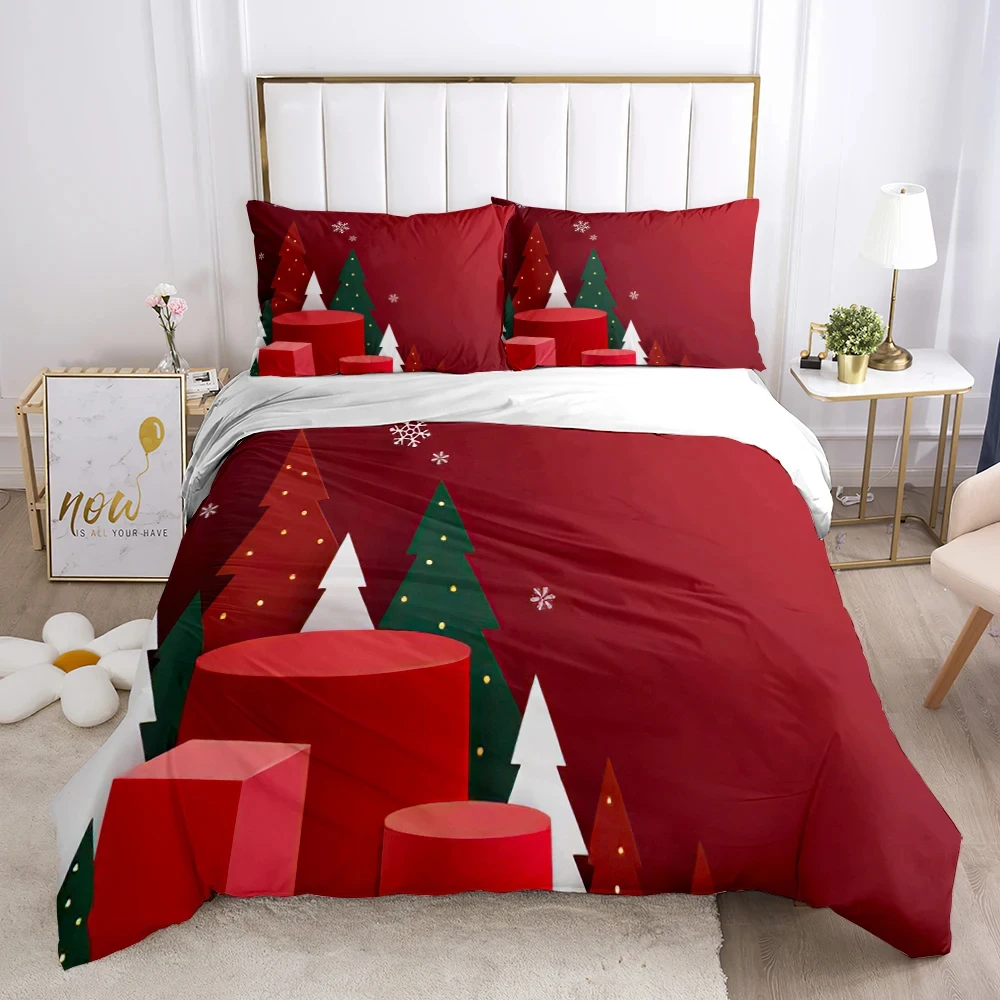 

Christmas Bedding Set _ Christmas Duvet Cover _ Bedding Set New Year _ Textiles Set - Red