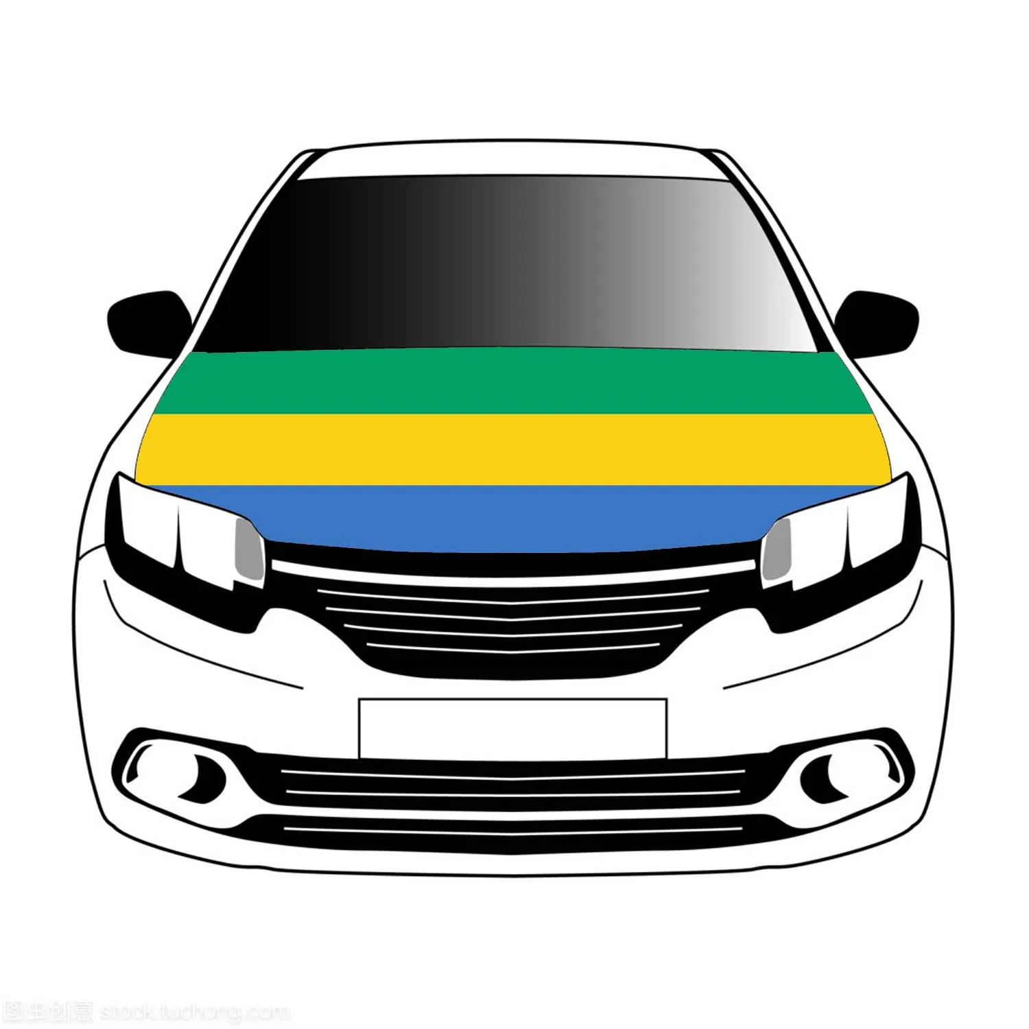 

Gabon flag car Hood cover 3.3x5ft/5x7ft 100%polyester,car bonnet banner