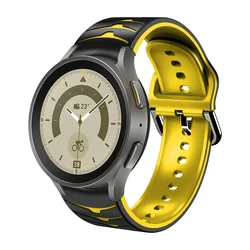 Silicone Two-Tone Soft Strap Bracelet Band for Galaxy watch 7-6-5-4 (Black yellow)