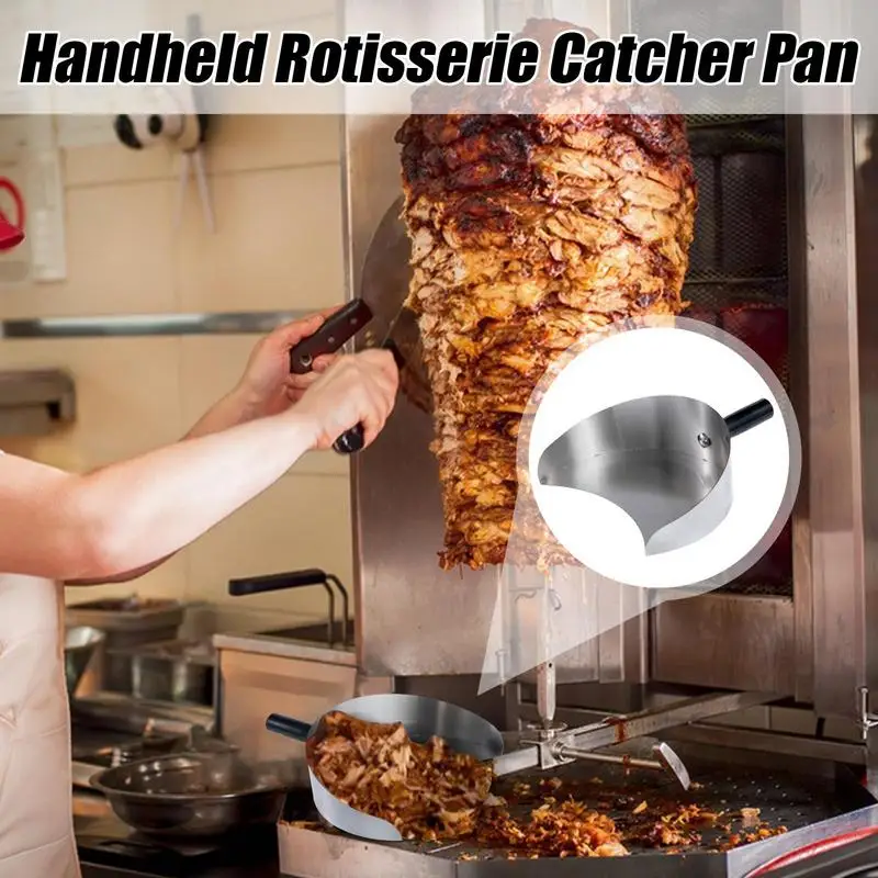 Stainless Steel Barbecue Shovel Handheld Meat Catcher Pan Barbecue Shovel Practical for Outdoor Camping Kitchen Campfire Party