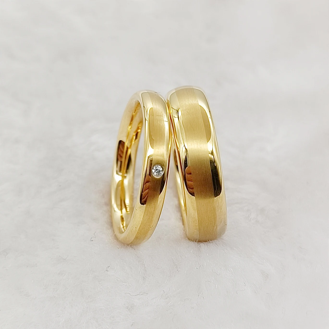 Wedding Rings Domed 18k Gold Plated Titanium gold plated rings wedding rings gold rings