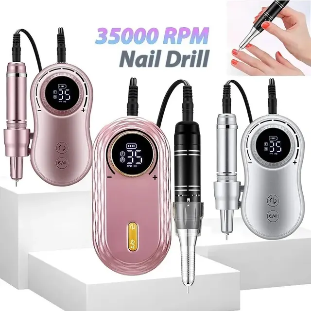 35000RPM Nail Drill Machine Rechargeable Nail File Nails Accessories Gel Nail Polish Sander Professional Tool Manicure Set 1