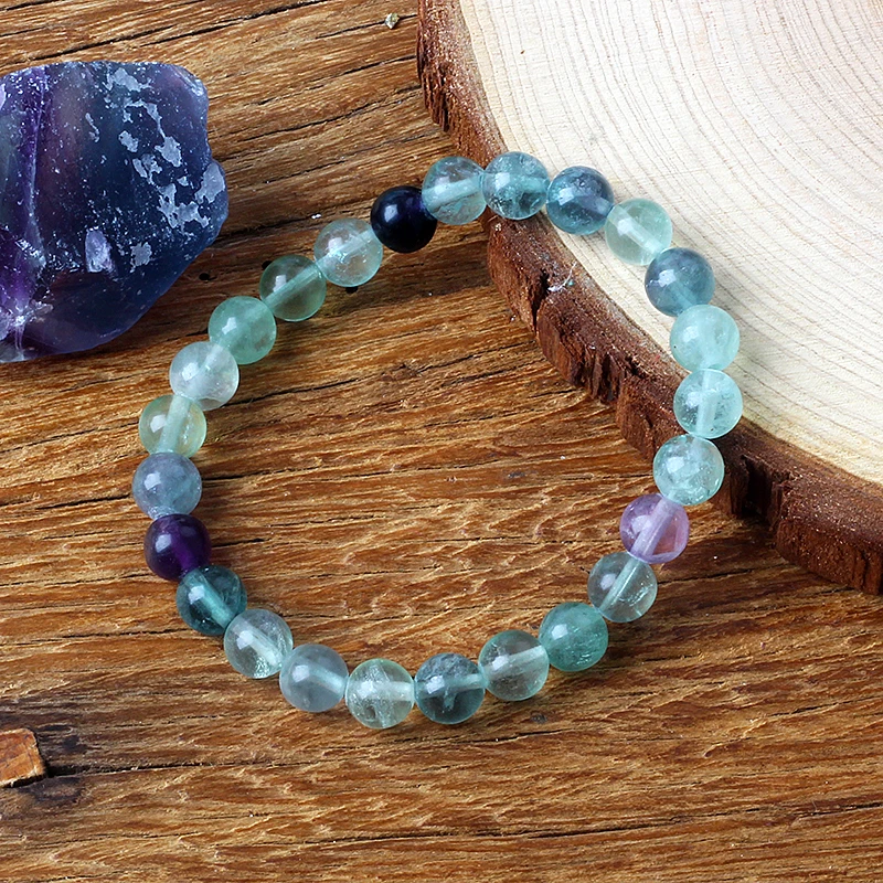 6mm 8mm Beads Fluorite Bracelet with Natural Stones Charm Jewelry for Women Yoga Meditation Healing Energy Bangle for Man Gift fluorite bracelet