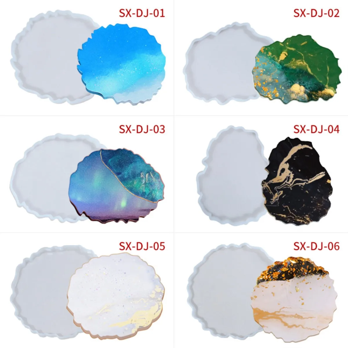 

Coaster Silicone Mold Irregular Table DIY Creative Handmade Mirror Crystal Abrasive Silica Gel Mould Home Decorative Tool