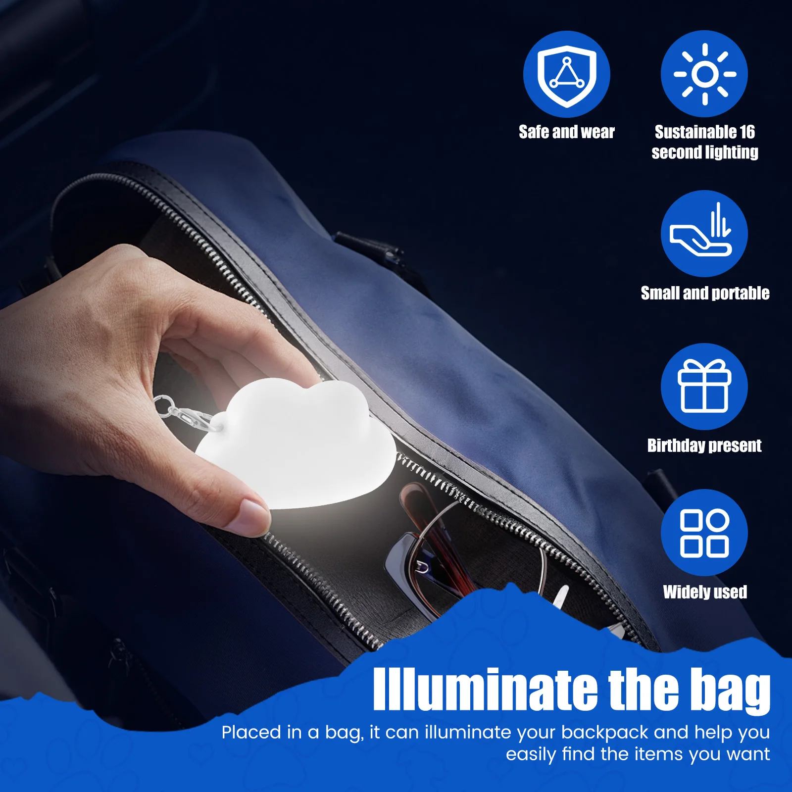 2/3Pcs Purse Light Hanging Keychain LED Automatic Sensor Purse Lamp Mini Touch Activated Handbag Decor Lamp Christmas Gifts