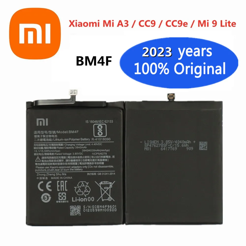 

2023 Years Xiao mi 100% Original Battery BM4F For Xiaomi Mi A3 CC9 CC9e Mi 9 Lite Mi9 Lite 4030mAh Replacement Batteries Bateria