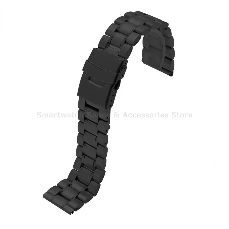 Elegant Stainless Steel Curved End Watch Bracelet with Metal Folding Buckle