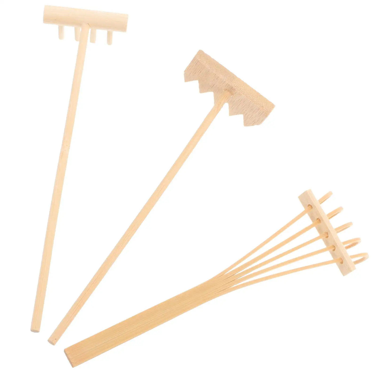 3 Pcs Mini Rake Mini Rake Bamboo Set For Sand Garden Tools Zen Meditation Accessories Feng Shui Decor Garden Tools