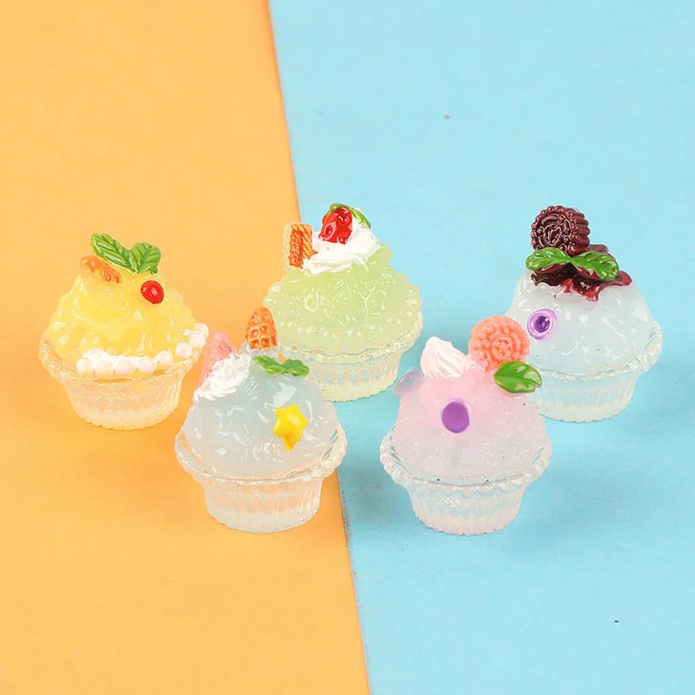 

6pcs Miniature Ice Cream House Miniature Ice Cream Dessert Coffee Model Mixed Color