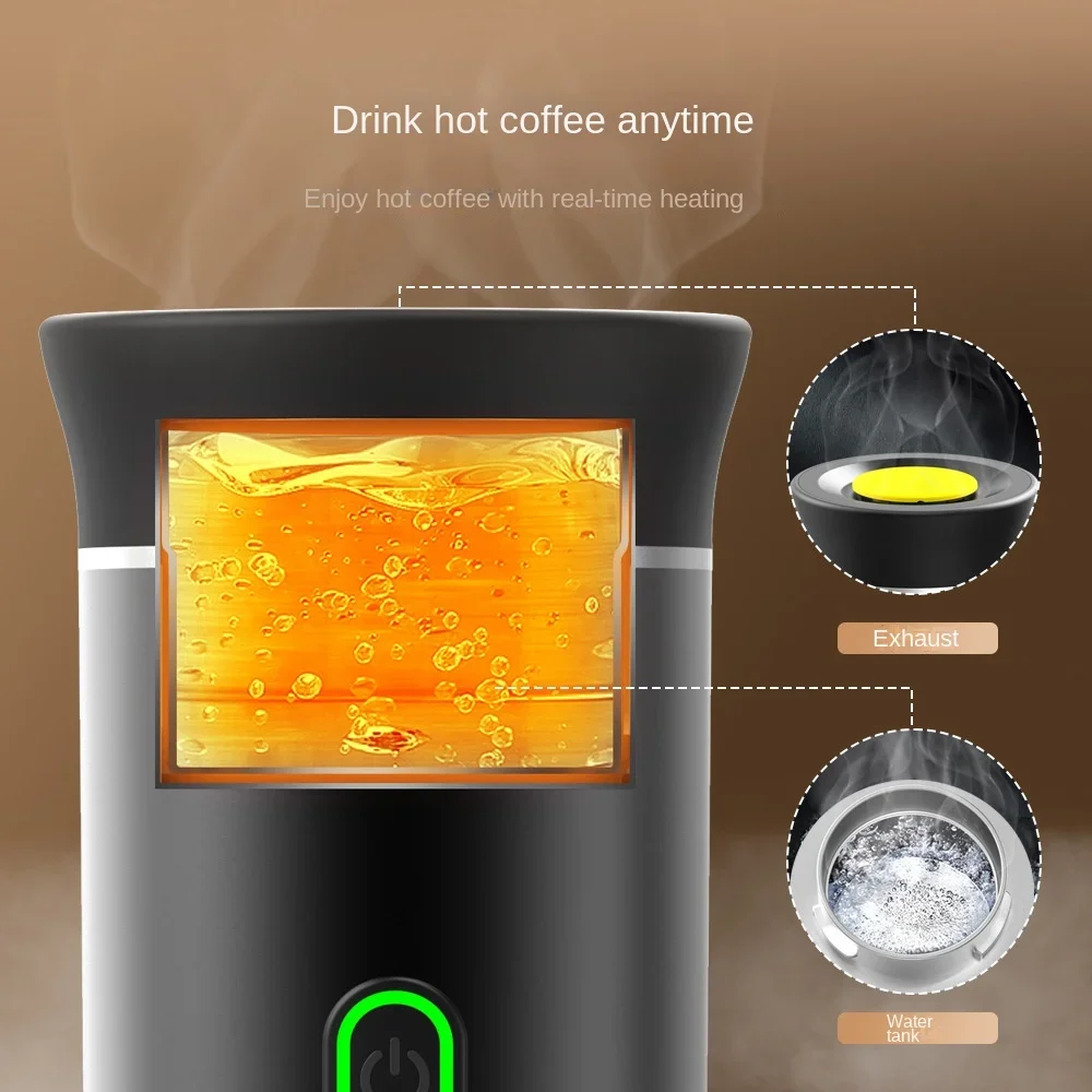 Espresso Coffee Maker Capsule Coffee Maker Portable Wireless Electric Espresso Coffee Machine For Travel &Car &Home Camping Coffee Maker 3-in-1 Capsule Powder Maker