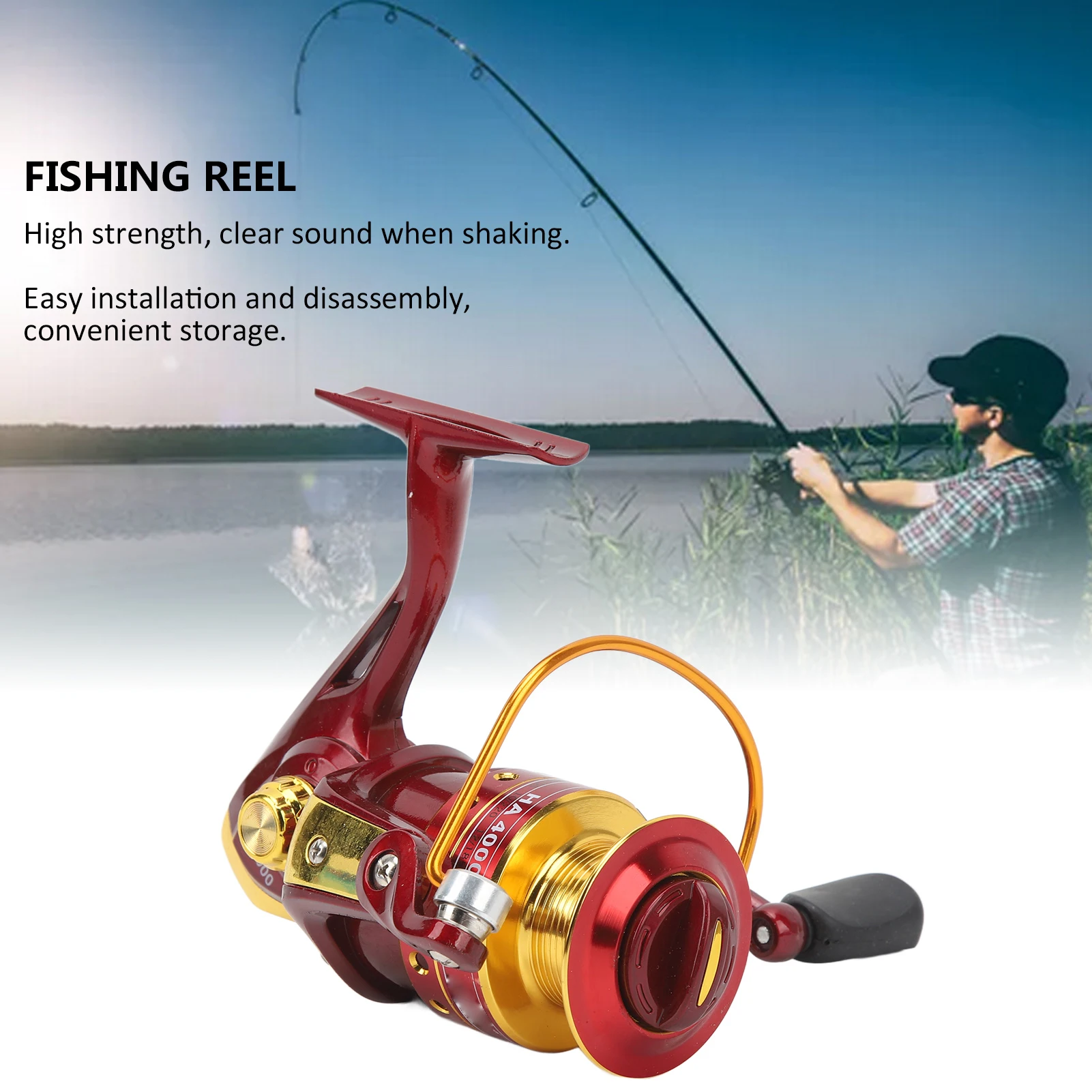 8 Bearing Fishing Spinning Reel Red Color 5.2:1 Gear Ratio Saltwater  Spinning Reel For Camping