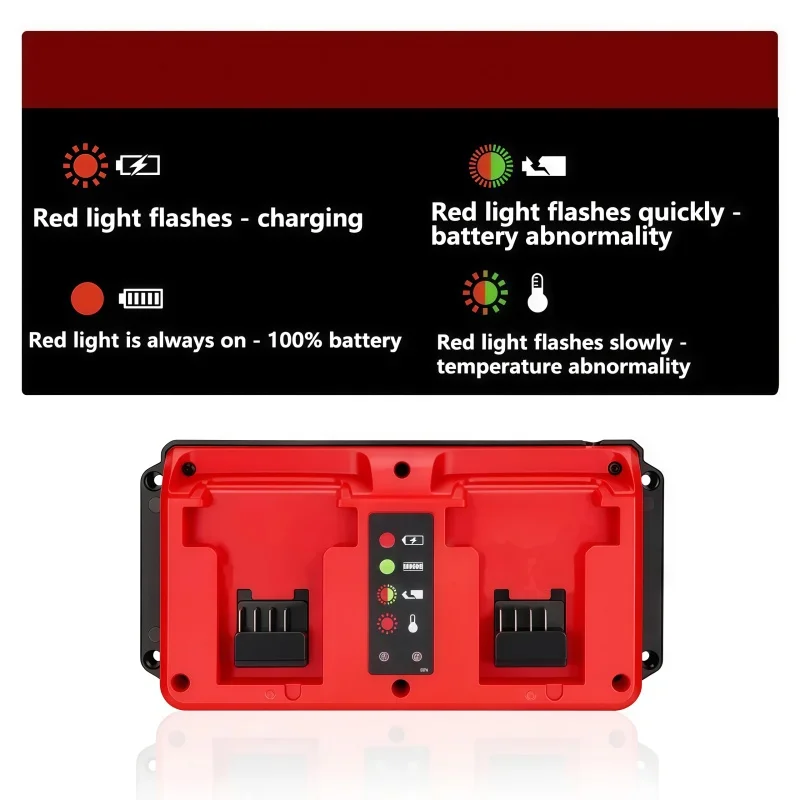 18V Rapid Charger Station Replacement for Milwaukee M18 Dual Bay Simultaneous Ra