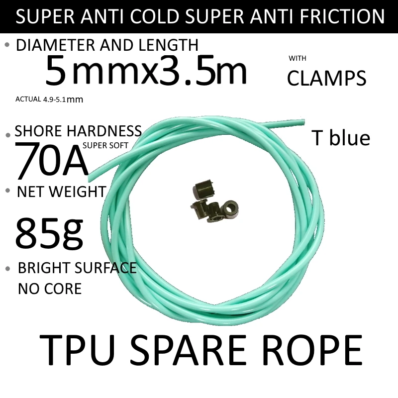 NEVERTOOLATE TPU spare rope accessories backup with clamps change rope jump rope diy anti cold low temperature winter not hard 3