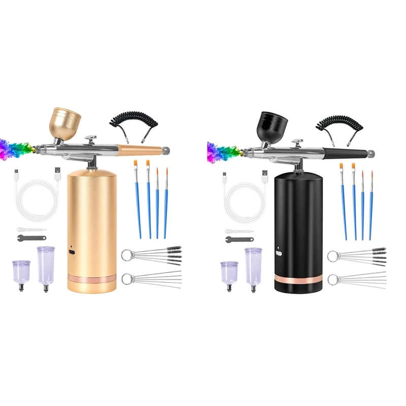 

Airbrush Kit With Compressor - 48PSI Rechargeable Cordless Non-Clogging Black Durable Easy Install