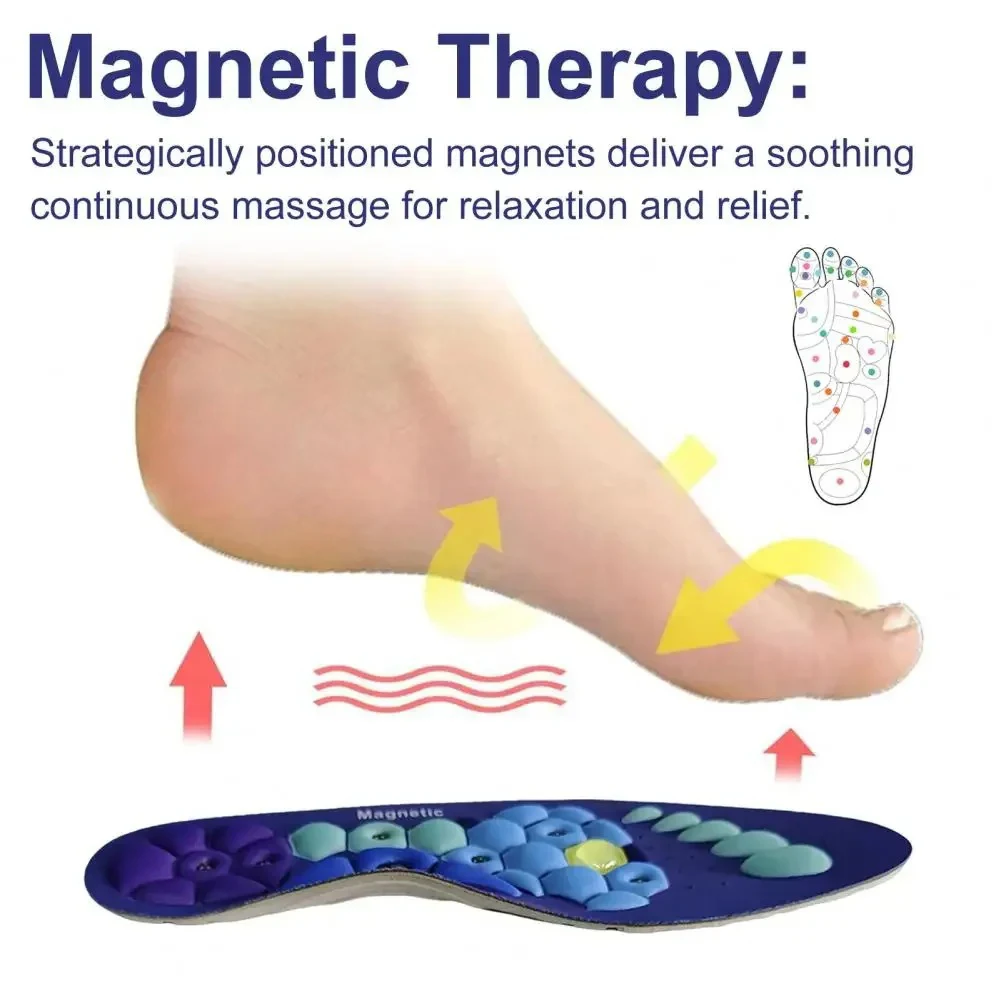 EVA Orthopedic Acupoint Massage Insoles with Magnetic Technology Arch Support Gel Shoe Insert Improved Blood Circulation Unisex