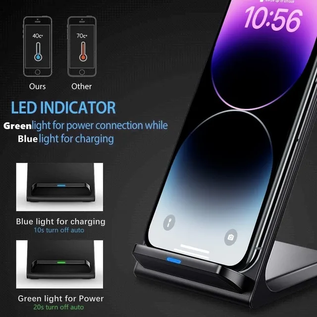 Support de chargeur sans fil pour iPhone, 15, 14, 13, 12 Pro, Poly 8, X, XS Max, Samsung, Xiaomi, induction, charge rapide, station S6, 30W 2
