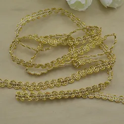 Metallic Wave Chain Braid Trim - Multicolor Lace for Clothing & Crafts (5m/16.4ft Pack) (Gold)