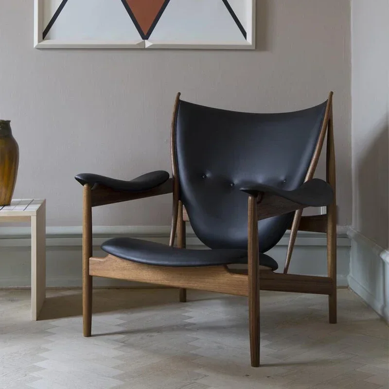 

Genuine Leather Chair Retro Leisure Designer Sofa First Layer Cowhide Italian Nordic Balcony Leisure