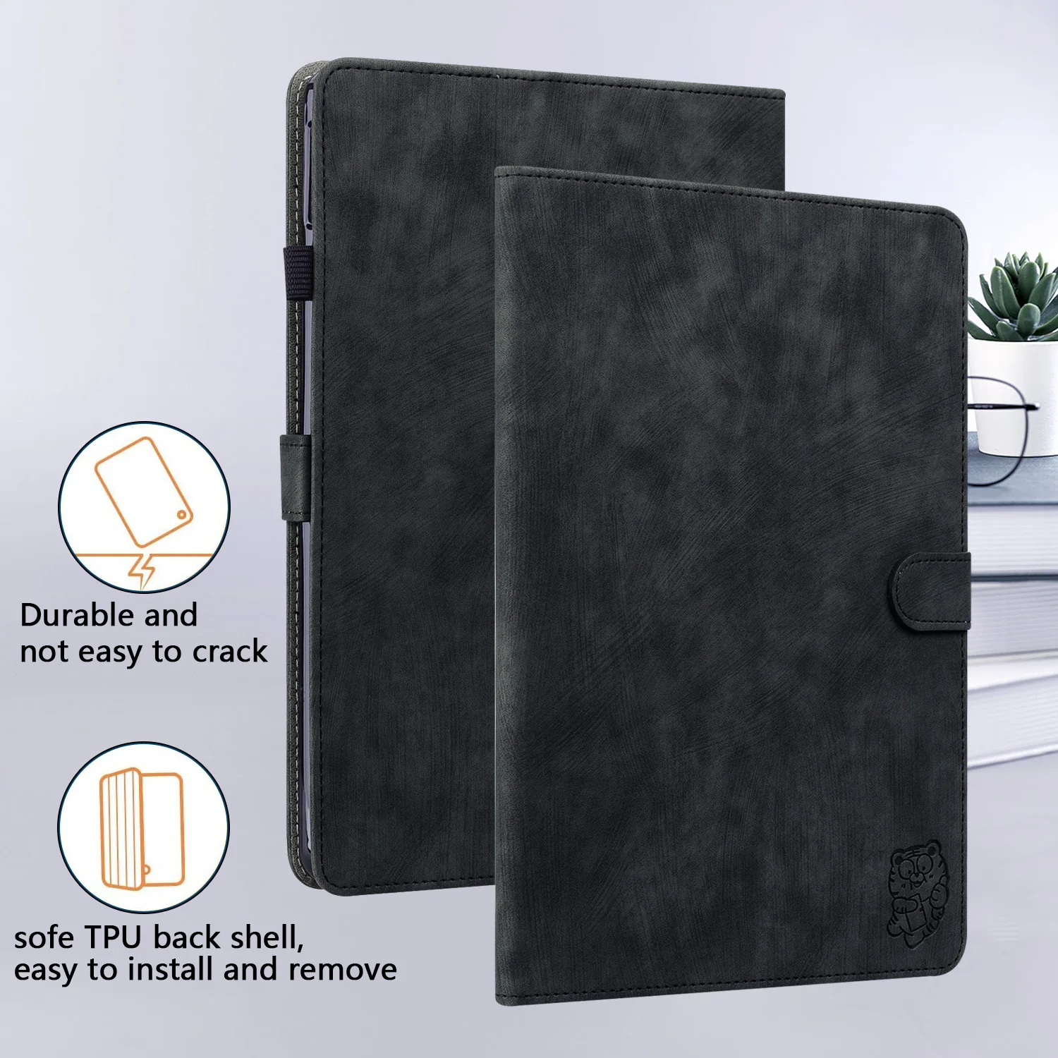 Premium PU Leather Cute Tiger Tablet Case - 11-Inch Cover