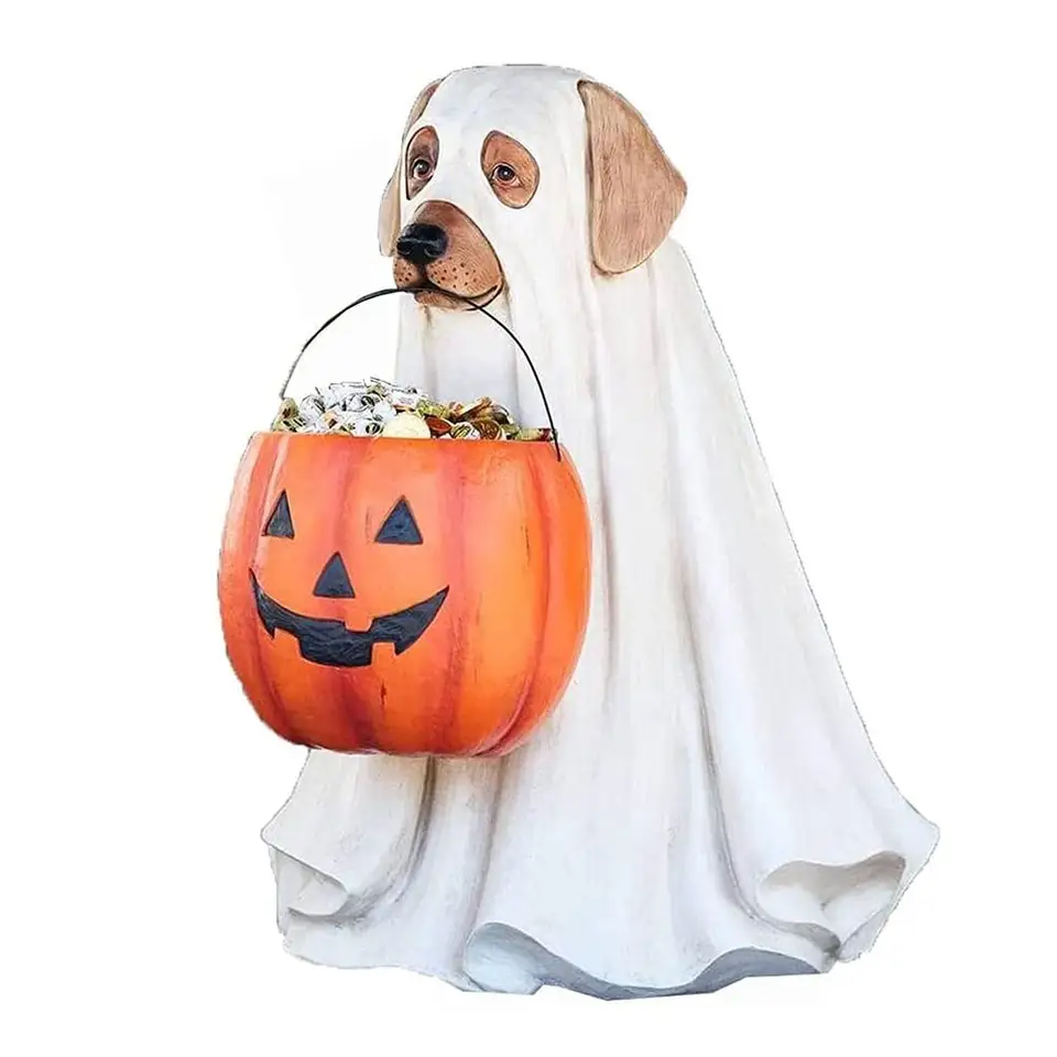 Halloween Dog Cat Pumpkin Candy Bowl Stand
