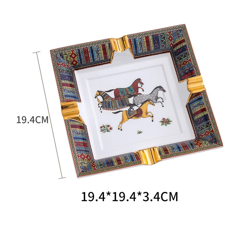 Factory luxury home ceramic cigar desk accessories cendrier cenicero cigarro gold painted ash tray smoking ashtray