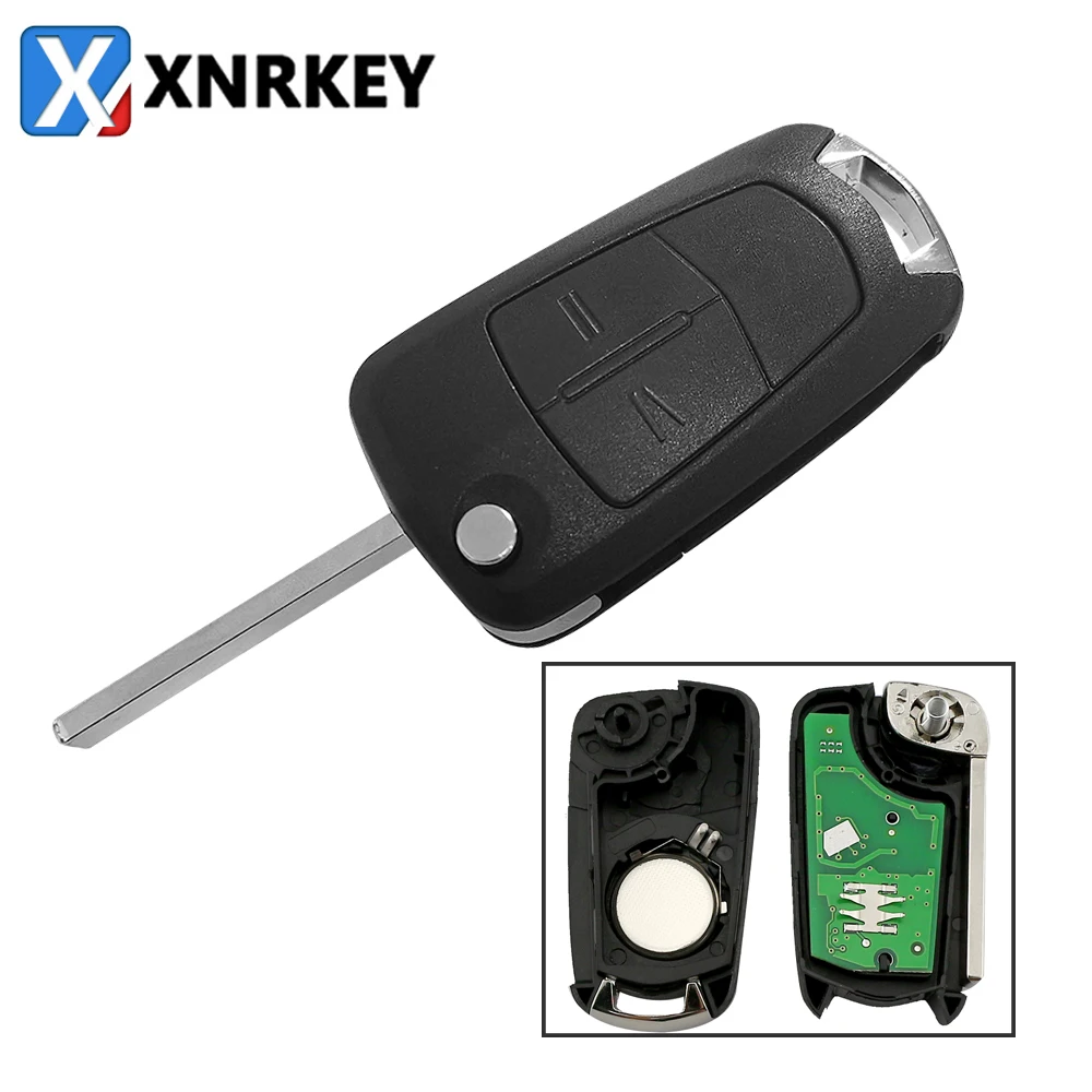 XNRKEY 2 Button Flip Remote Car Key PCF7941/7946 Chip 433Mhz for Opel/Vauxhall Astra H 2004-2009 Vectra C Zafira B 2005-2013