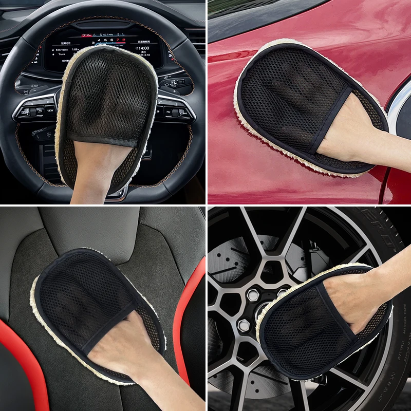 Wool Gloves Skincare Tools Car Cleaning Gloves Made of Ultrafine Fibers for Car Cleaning