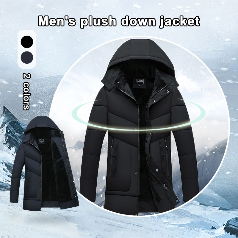 

Mens Solid Quilted Jackets Plus Size Long Down Jackets Basic Zipper Hooded Puffer Jacket Winter Warm Long Sleeve Coats