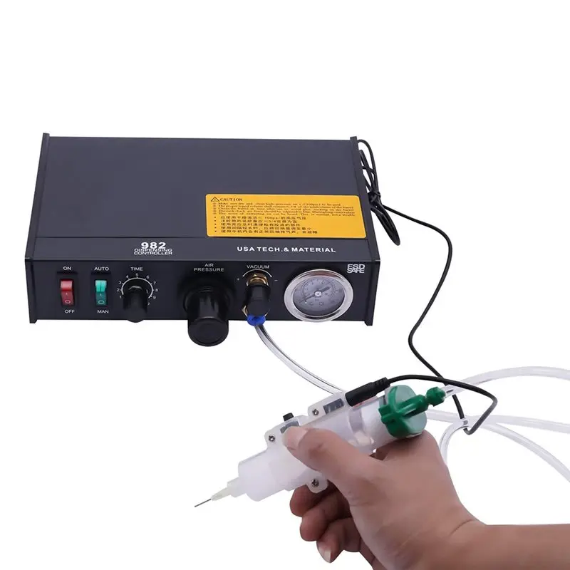 AED7-982 반자동 디스펜싱 머신 자동 수동 접착제 디스펜서 에어 펌프 드라이브 액체 바인더 컨트롤러 EU 플러그