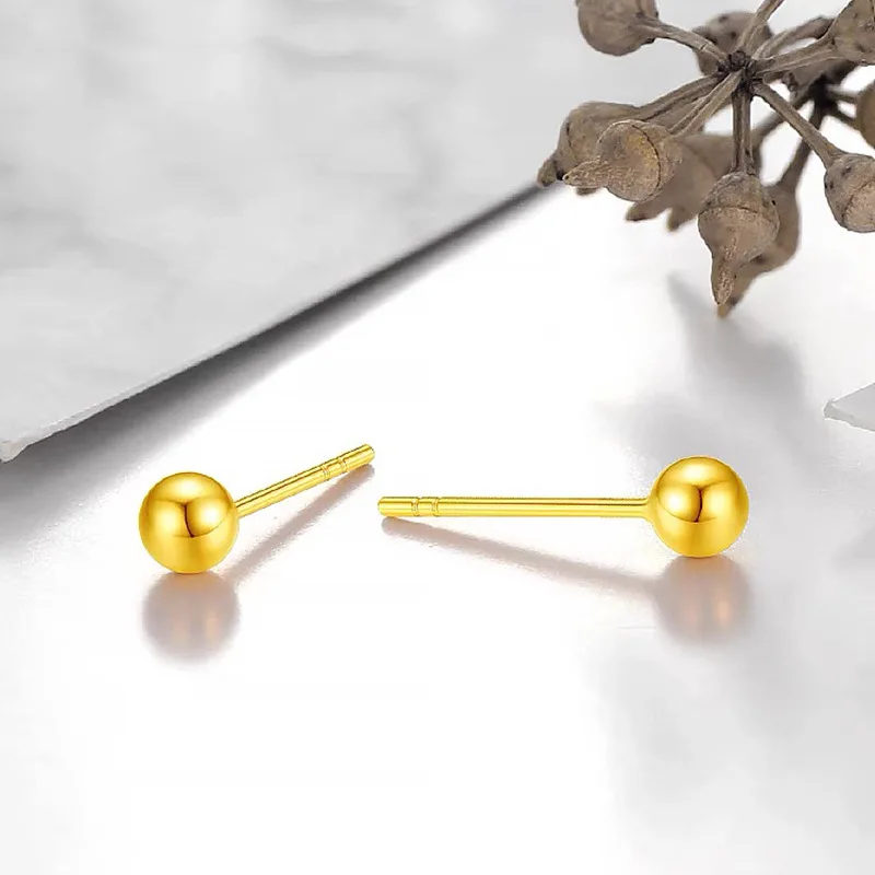 

Pure gold, shiny gold surface, gold bead earrings, shiny gold surface, beans, fashionable temperament, earrings, live streaming